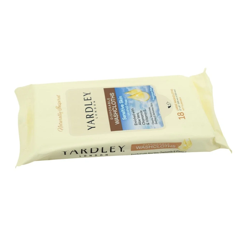 Yardley London Disposable Washcloths 3-Pack (54ct) Body Wipes - Sensitive Skin